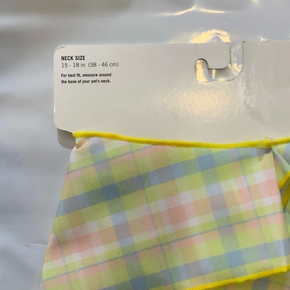 Easter Dog Bandanna Bunny Rabbit Spring Colors Plaid Multicolor Medium to Large